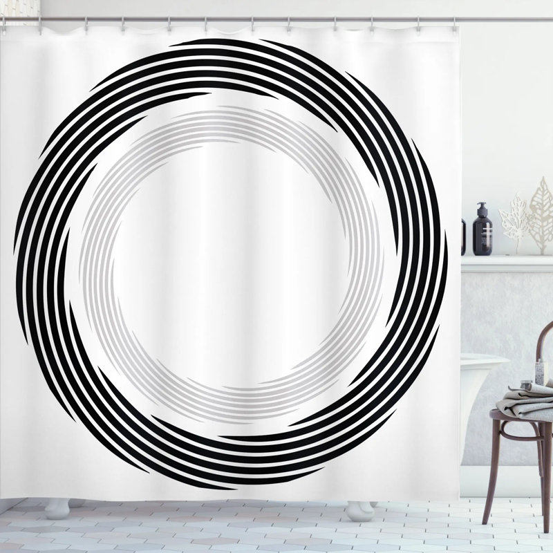 Geometric Shower Curtain with Hooks Included, 69" W x 75" L