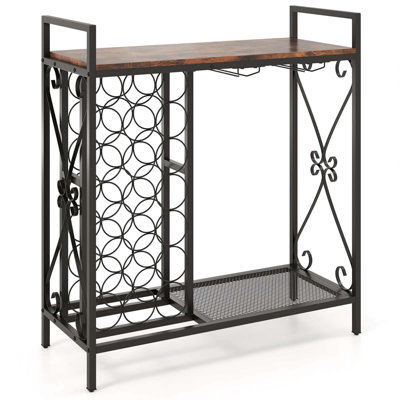 21 Bottle Wine Rack Freestanding Floor Wine Bottle Organizer With Storage Shelf by Gracie Oaks
