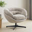 Chaise de bureau moderne en chenille, fauteuil club pivotant à 360 ° / fauteuil d'appoint avec coussin amovible, chaise de bureau ronde, base en métal noir, matériau en coton, salon, chambre à coucher, coin lecture, bureau (brun)-108845041