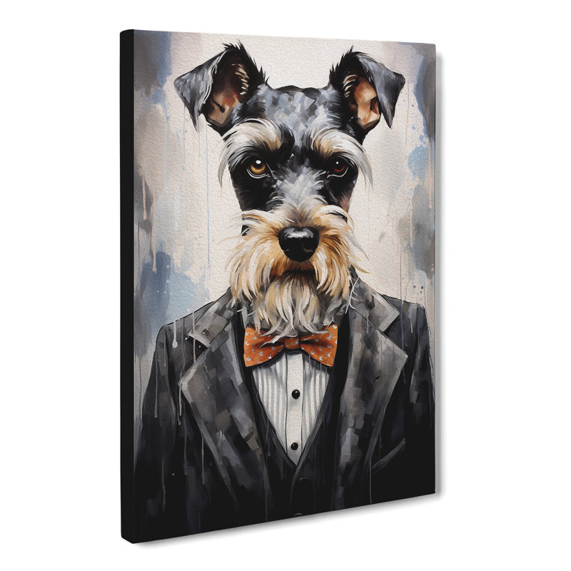 Schnauzer in a Suit Painting No.4 - Wrapped Canvas, 60cm H x 40cm W x 3cm D