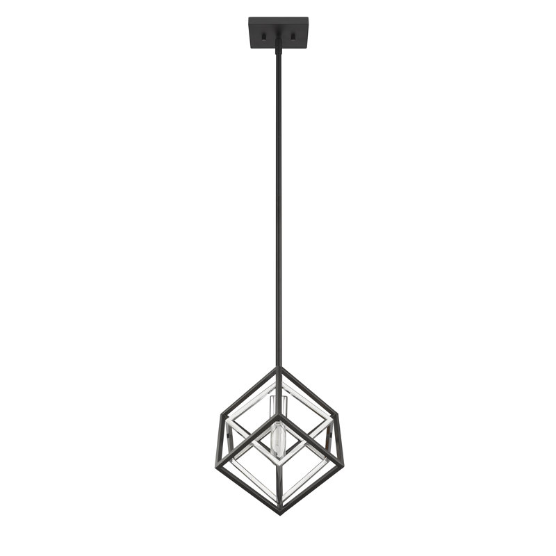 Luminaire suspendu géométrique 1 lumière Goulart, Chromé / noir mat