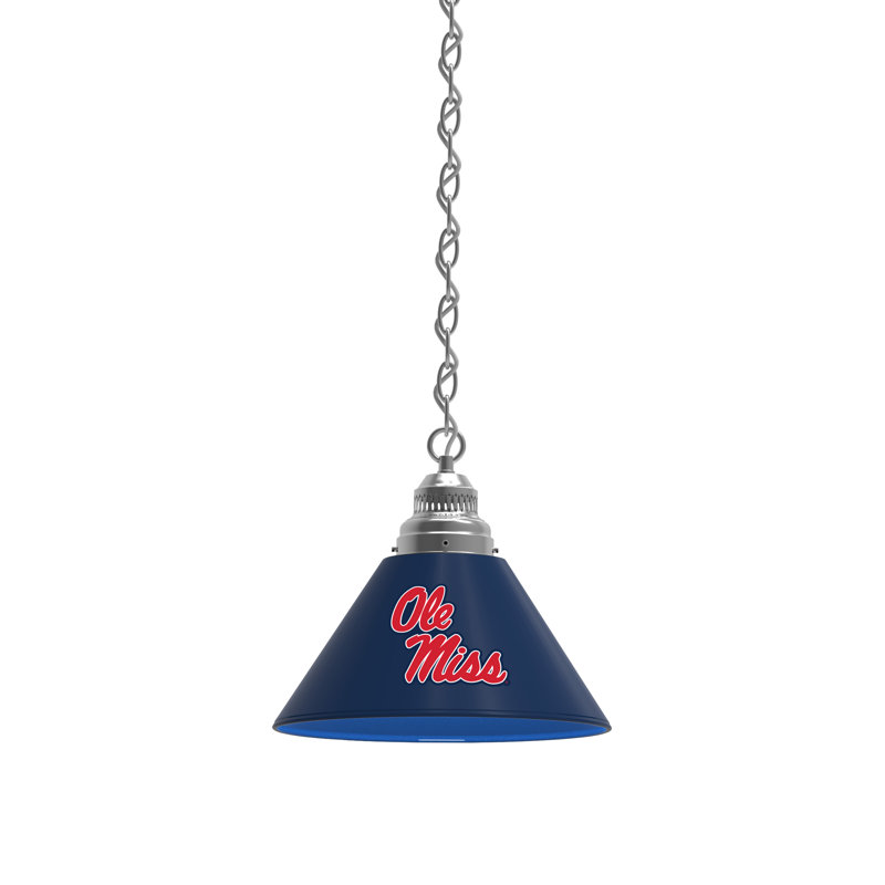 Luminaire suspendu conique à 1 lumière NCAA, Chrome, Rebels d'Ole Miss