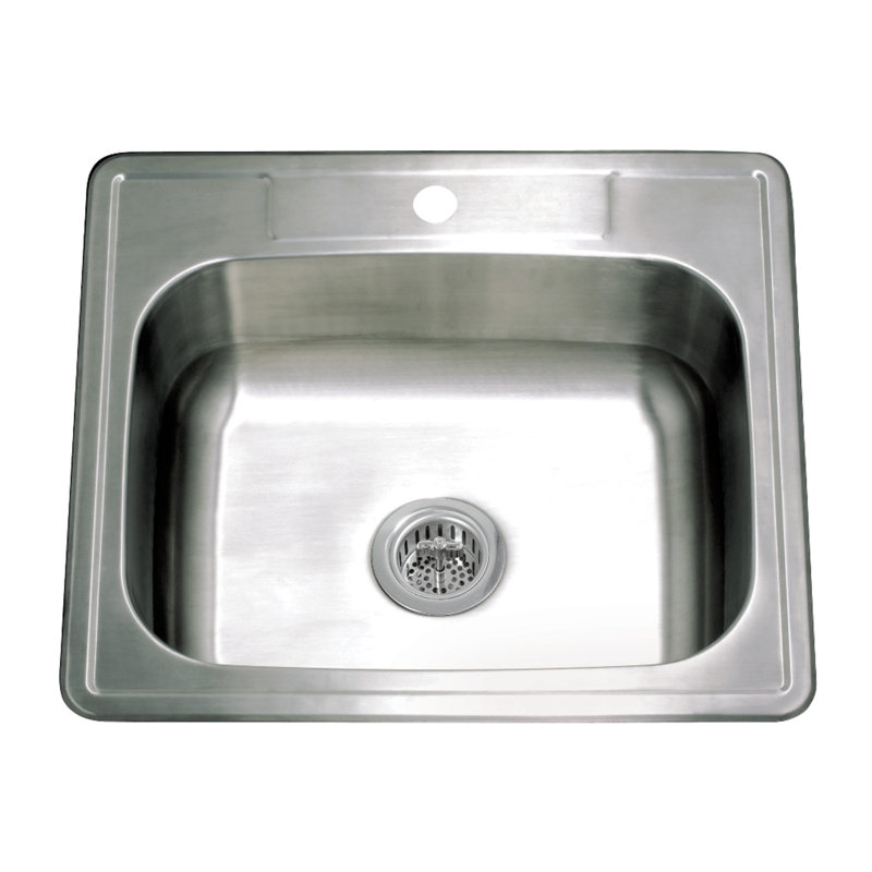 Kingston Brass Studio 25-Inch Stainless Steel Self-Rimming Single Bowl Bar Sink With 1-Hole Drain And Strainer