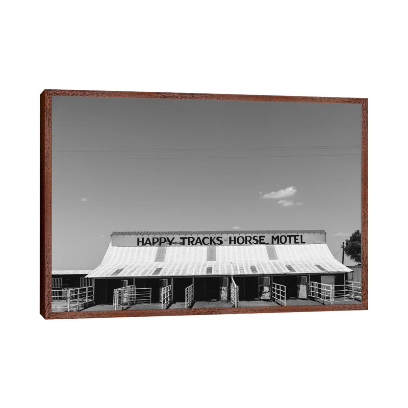 Horse Motel 1 Piece Wall Art on Canvas, 45.72cm H x 66.04cm W x 3.81cm D, Classic Brown Wood Framed
