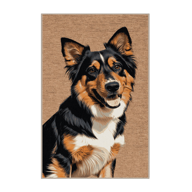 Washable Kai Ken Dogs Area Rug, Rectangle 7' x 10'