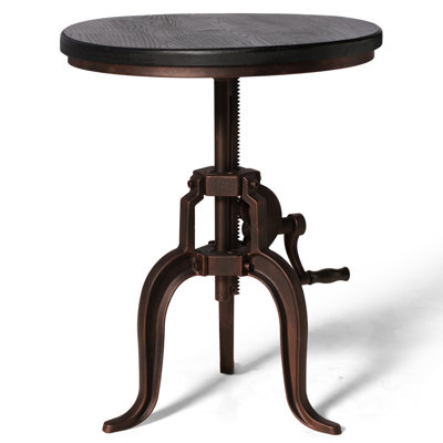 Cecy Pine Round Solid Wood Top Metal Base Dining Table