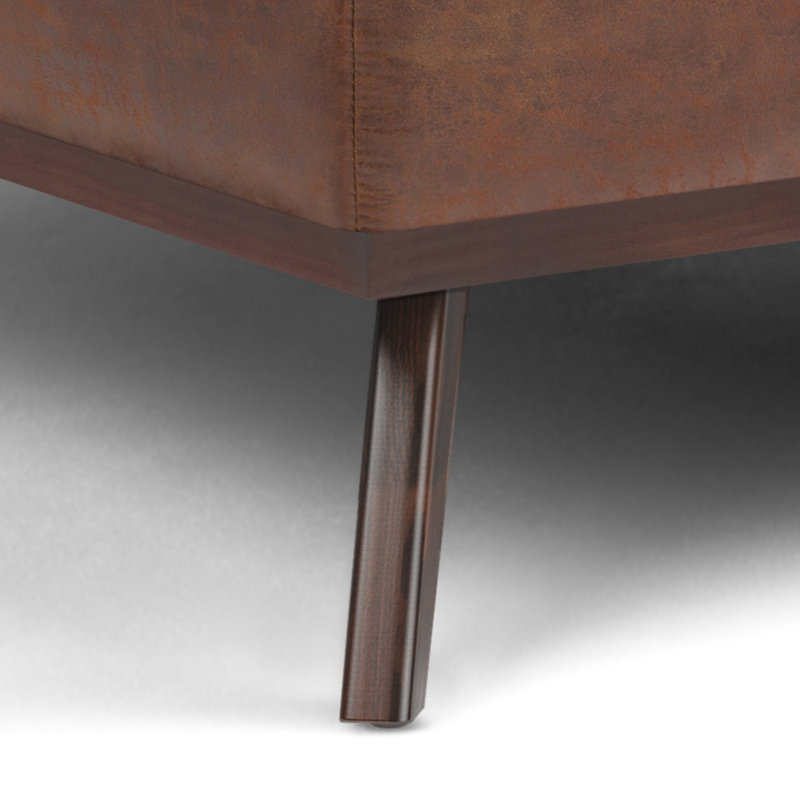 Owen Distressed Saddle Brown Faux Leather Lift Top Storage Ottoman