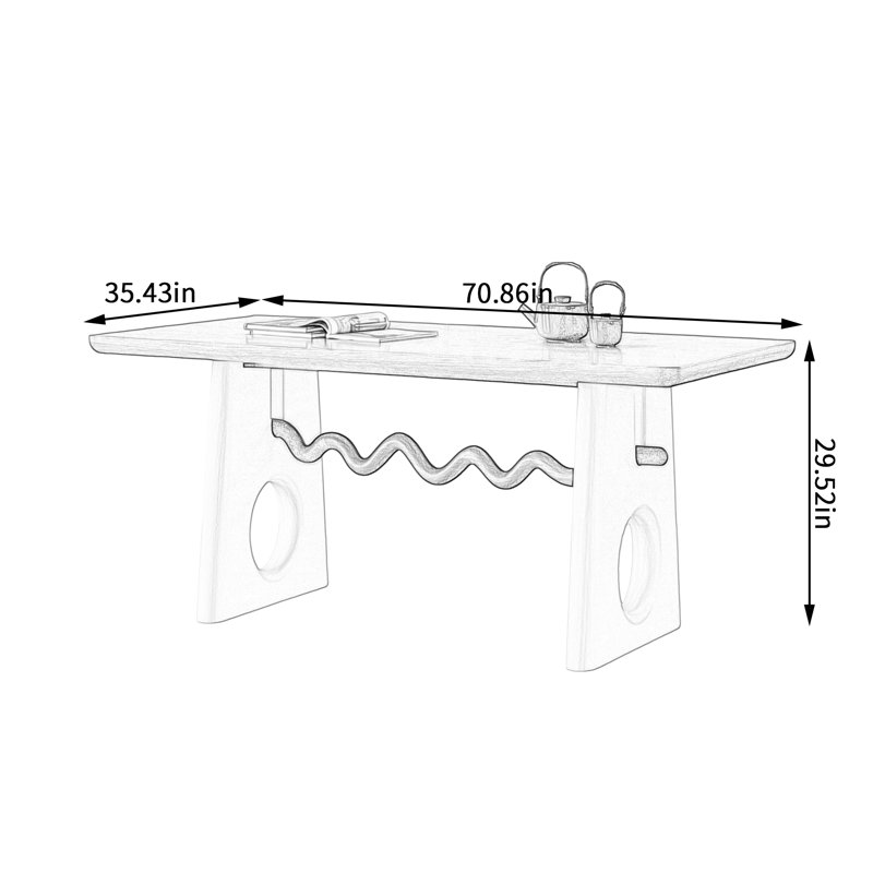 Bureau rectangulaire multifonctionnel de forme unique, H 29,52 po x l 70,86 po x P 35,43 po