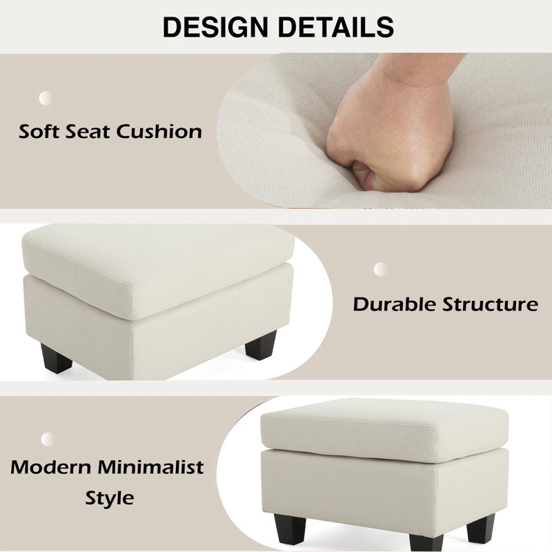 Repose-pieds rembourré, Beige