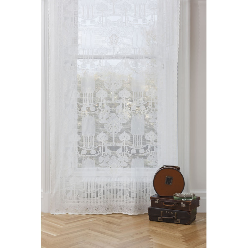 Crosby Cotton Blend Sheer Curtain Single Panel, Cream, 130 W x 183 D cm