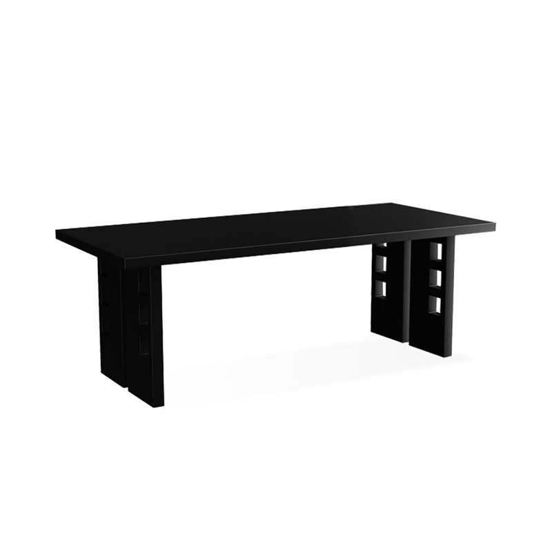 Bureau d'écriture rectangulaire en bois massif noir, H 29,53 po x l 70,87 po x P 31,5 po