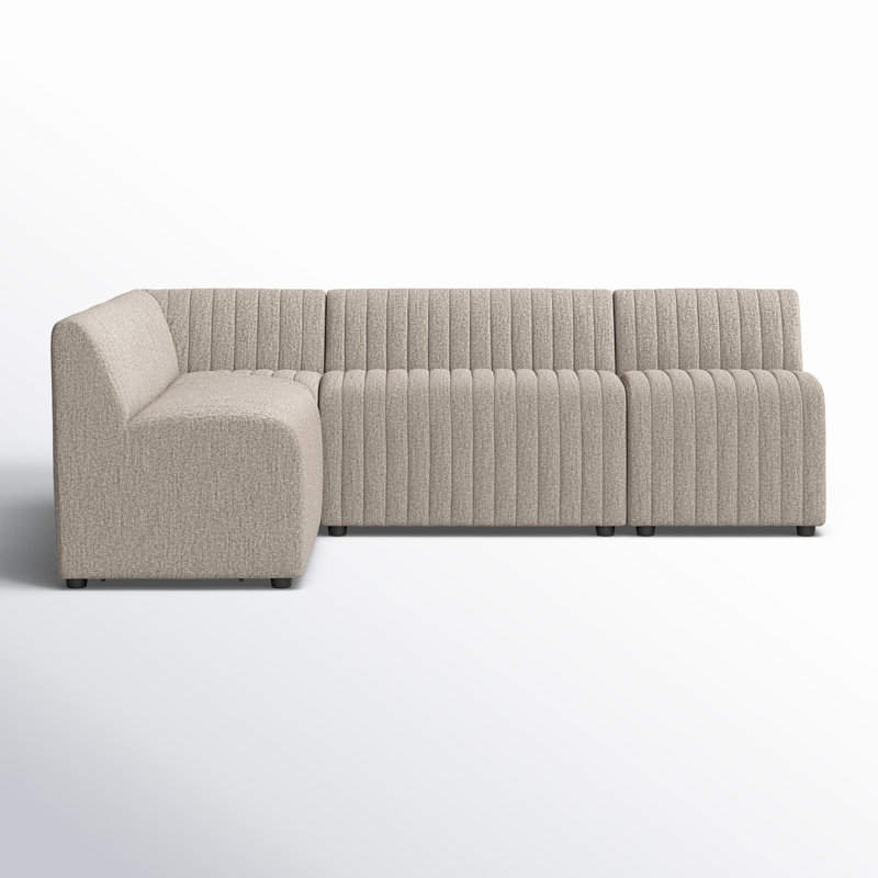 Augustine Modular Sectional, Beige Polyester,  31.5" H x 91.5" W x 66.5" D