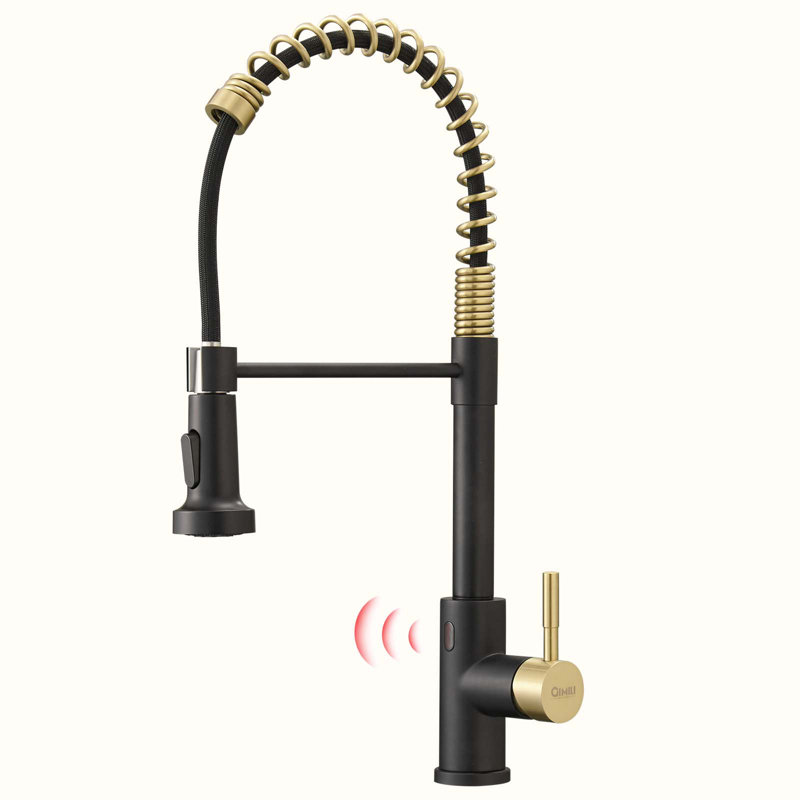 HOOSENG Pull Down Touchless Kitchen Faucet, Gold/Matte Black