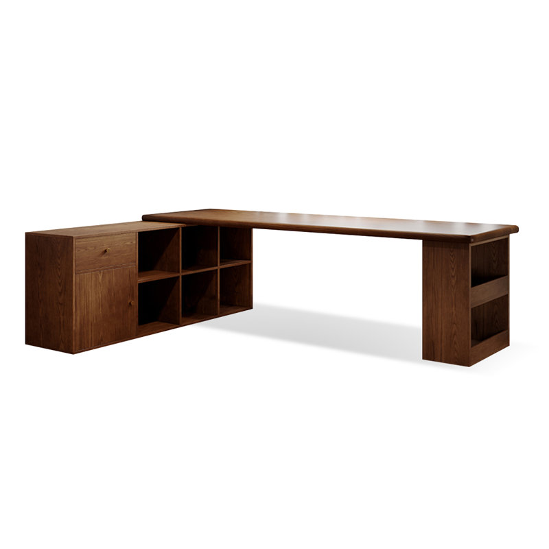 Bureau en L en bois massif avec 1 tiroir, H 29,53 po x l 86,61 po x P 57,09 po, Retour à gauche