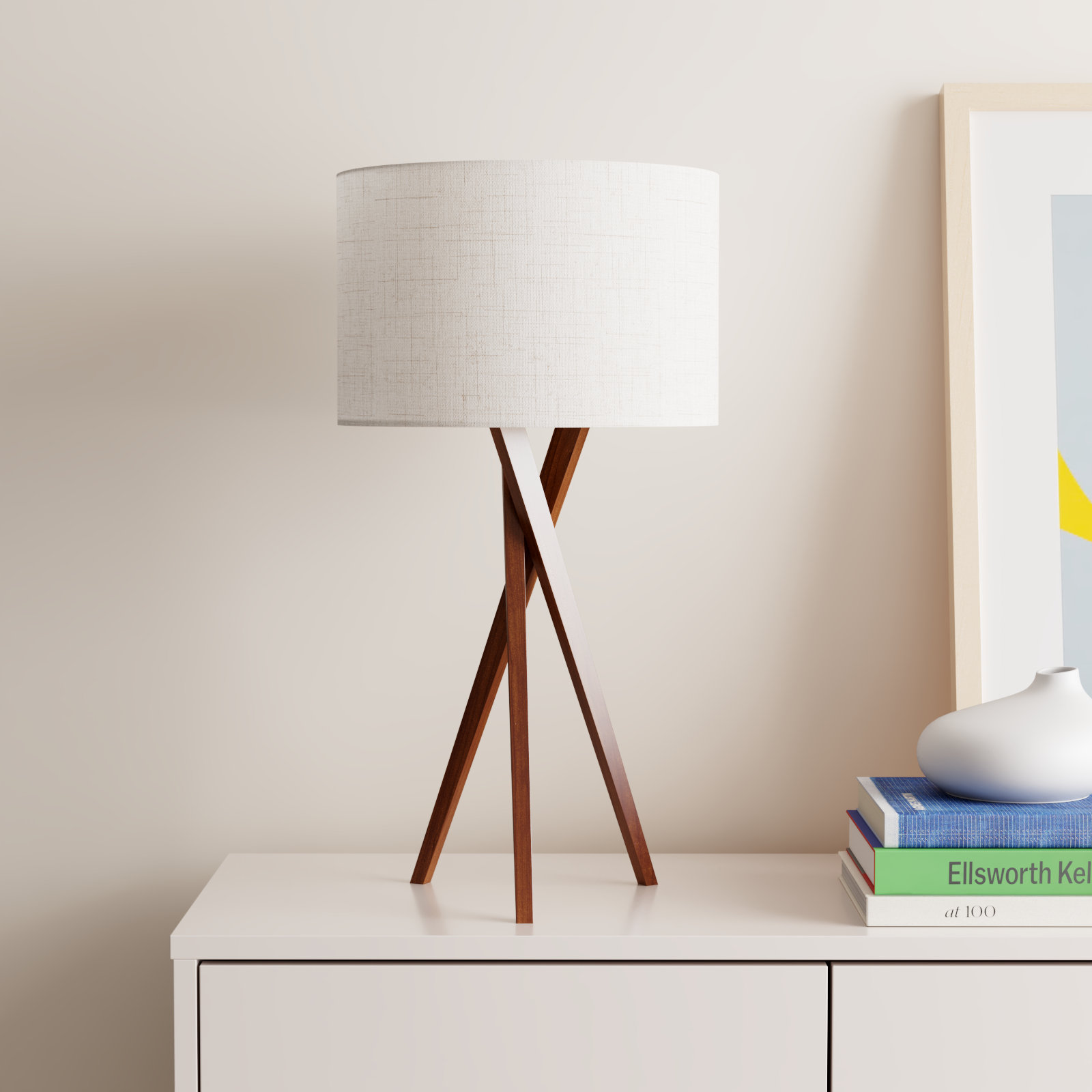Harcourt Solid Wood Tripod Lamp