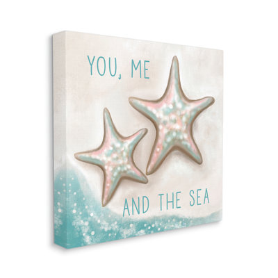 You Me & Sea Beach Starfish Romance by Elizabeth Tyndall - Graphic Art -  Stupell Industries, at-821_cn_17x17