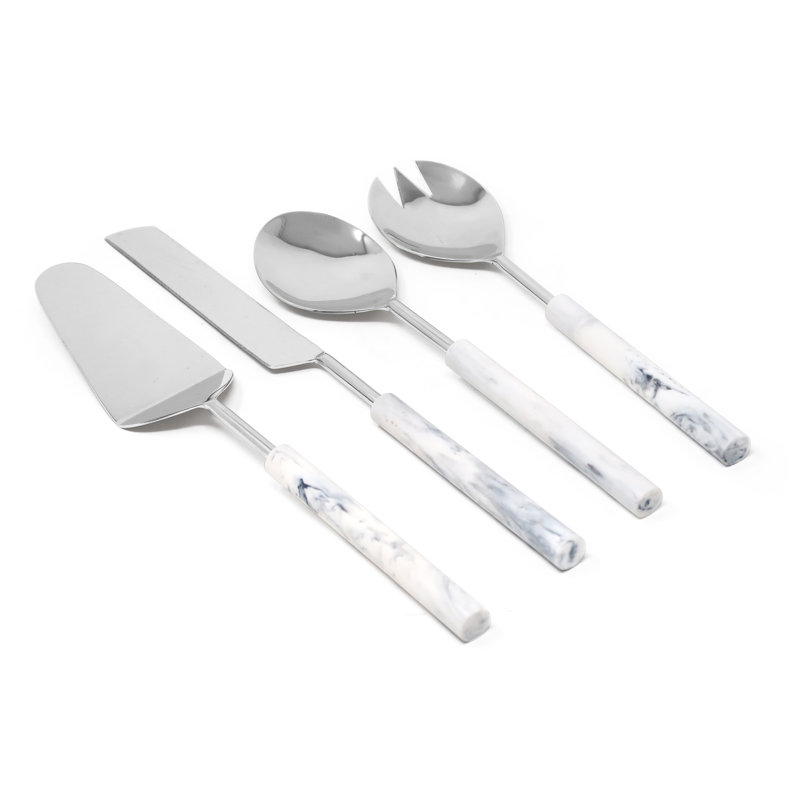 Cake/Salad Server Set With Marble Handle