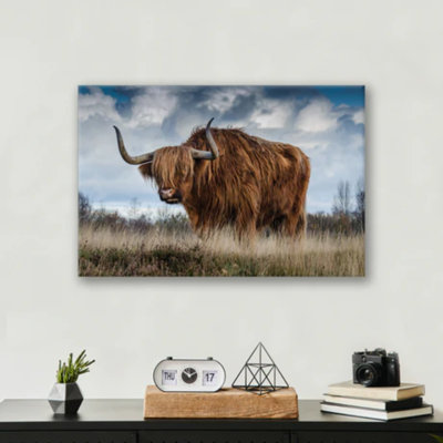Art mural impression de Yak itinérant - animal de montagne de l'Himalaya, œuvre d'art de paysage de yak de la faune - chalet rustique de la nature, décoration - voyage inspiré de l'aventure, art mural - impression d'illustration animalière minimalist