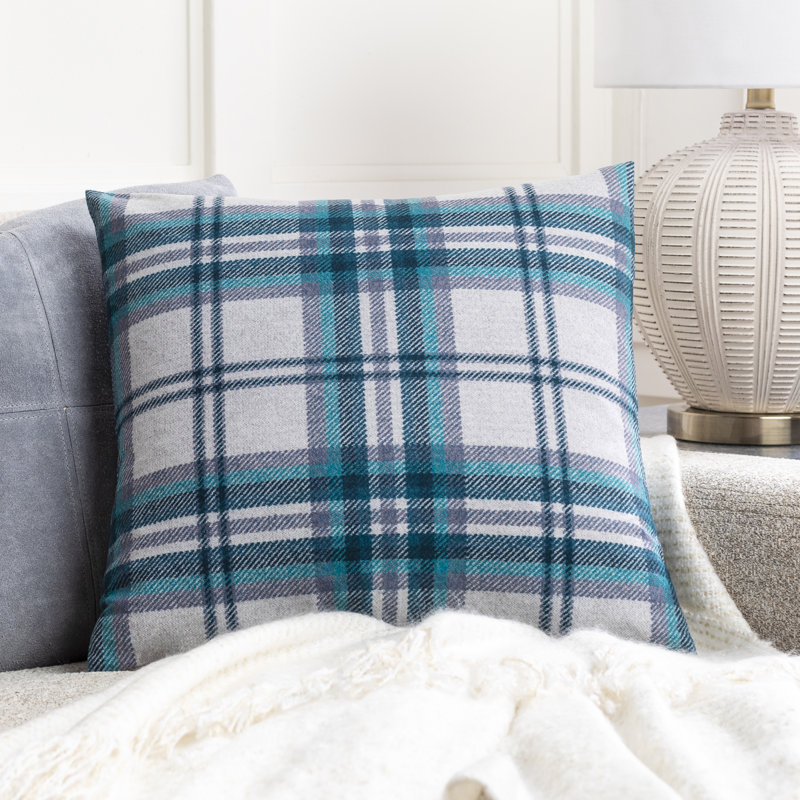 Benji Plaid Throw Pillow, Down, 20" x 20"