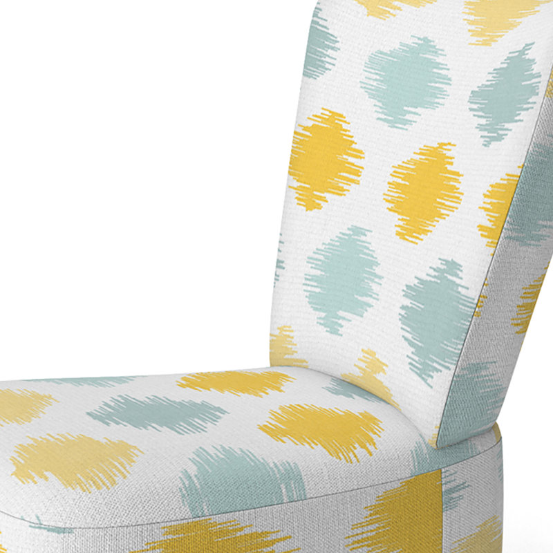 Chaise d'appoint décorative à motif géométrique jaune et bleu en velours