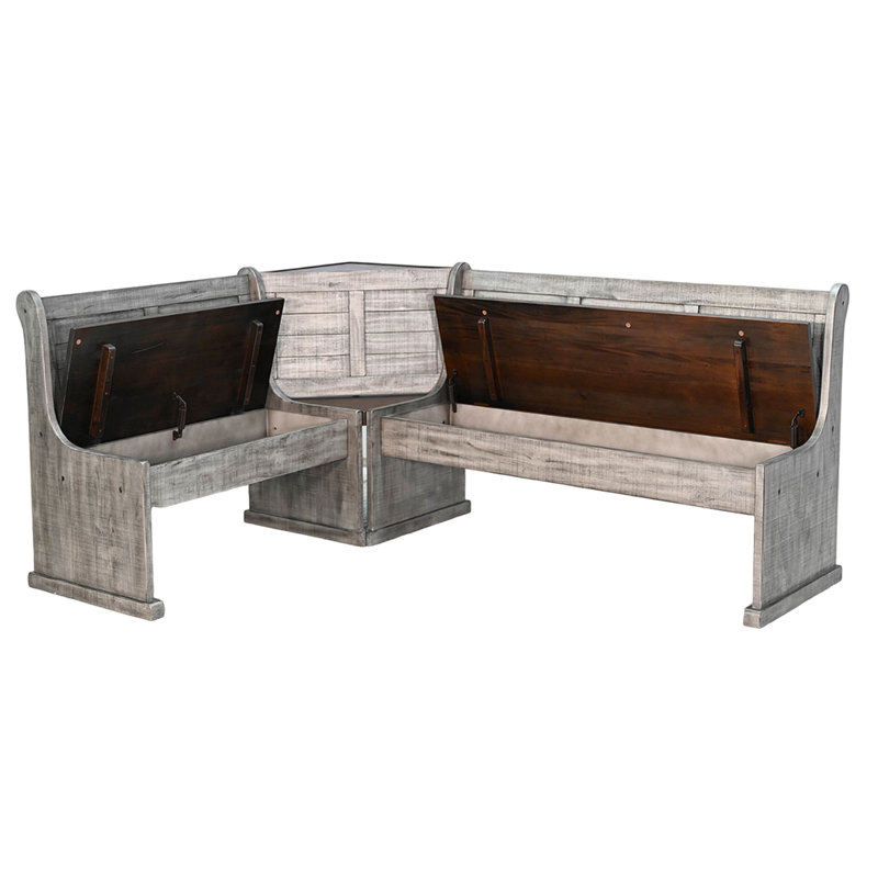 Camie 4Pc Corner Breakfast Nook Set, Grey Brown Dining Table And Bench