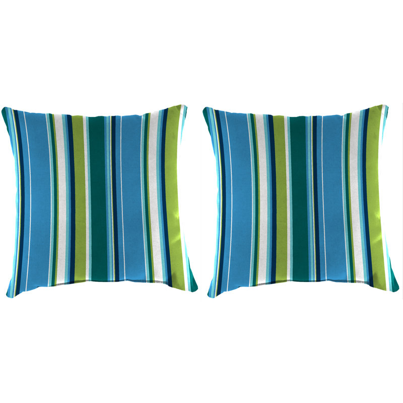 16" x 16" Westport Garden Multicolor Stripe Outdoor Throw Pillow (Set of 2), Covert Capri