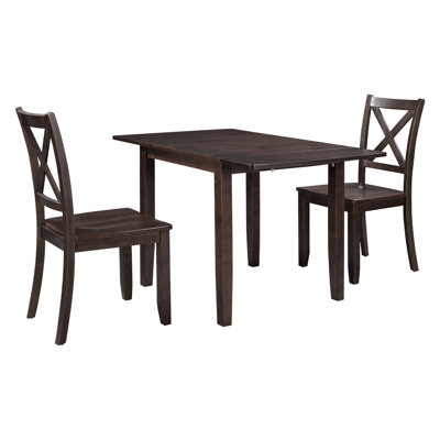 Ensemble de table de salle à manger 3 pièces avec 2 chaises à dossier en X et espresso