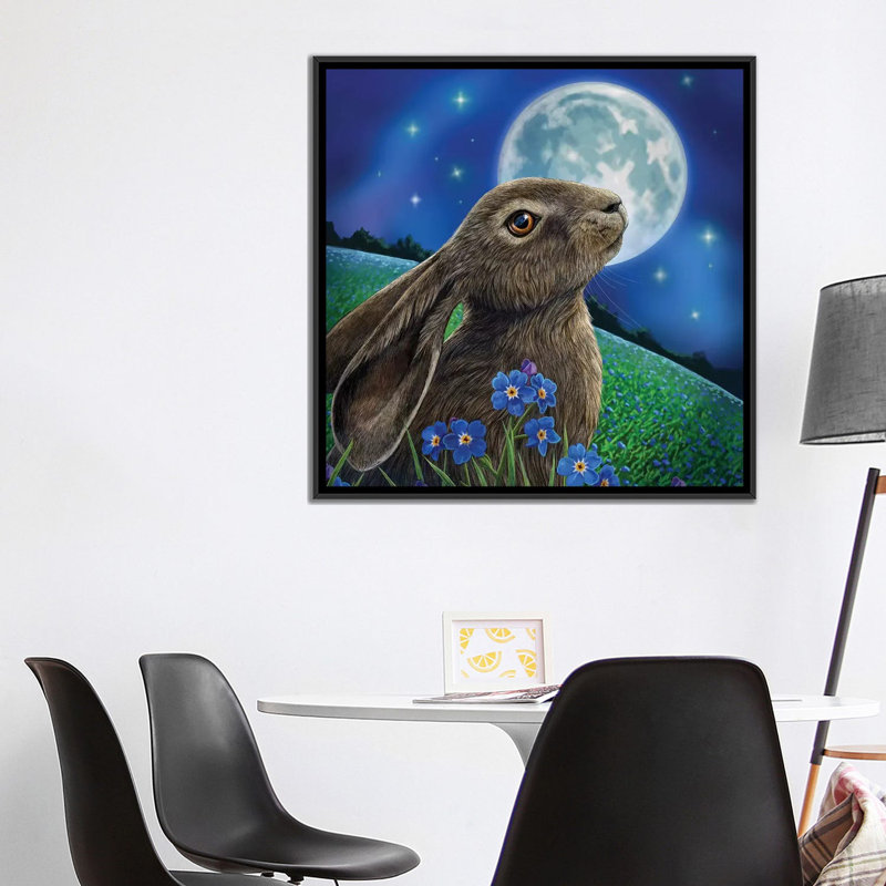 «Moon Gazer», impression sur toile, H 18 po x l 18 po x P 1,5 po, Toile encadrée noire, Pas de tapis