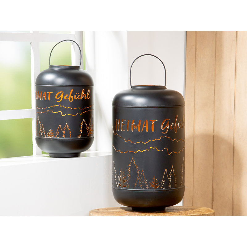 37cm Metal Tabletop Lantern, 49cm H x 29cm W x 29cm D