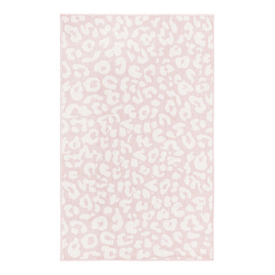 Tapis intérieur / extérieur en polypropylène tissé à la machine rose / beige