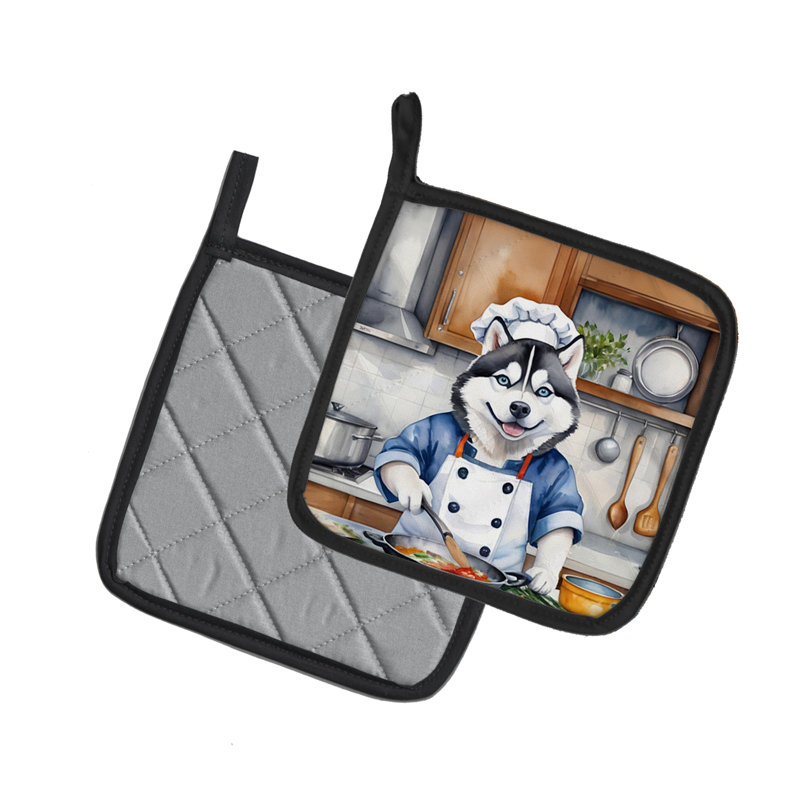 Caroline's Treasures The Dog Chef Polyester Potholder Set