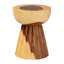 Table de bout en bois de suar sculptée à la main avec piédestal sculptural et grain naturel