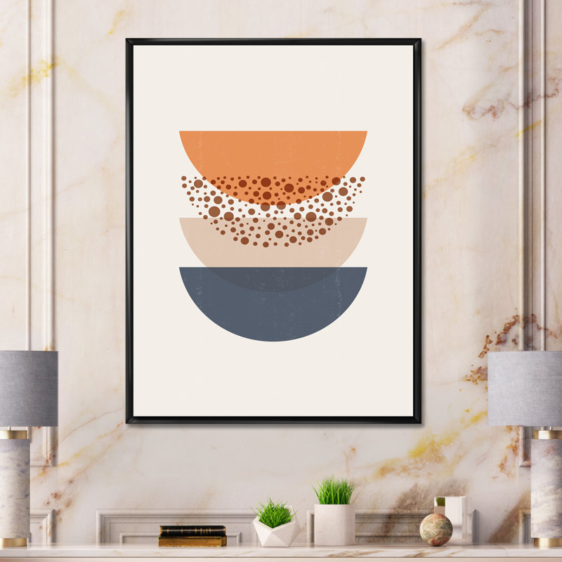 «Abstract Sun and Moon Geometrics in Blue and Orange», impression sur toile, H 40 po x l 30 po x P 1 po