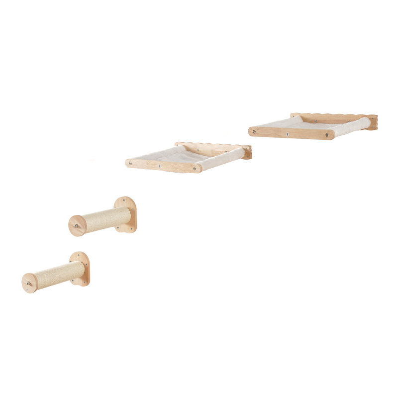 Tablettes murales pour chat avec 2 poteaux de saut et 2 hamacs jusqu'à 40 lb