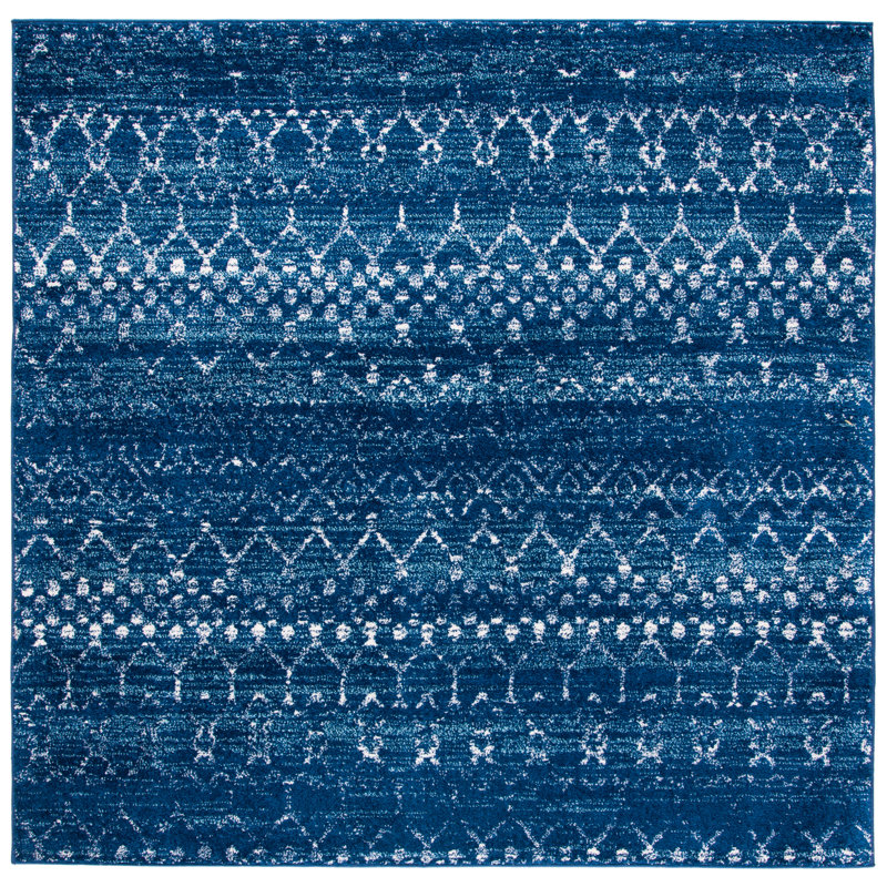 Tapis bleu / ivoire Peabody Southwestern, Carré 6 pi 7 po