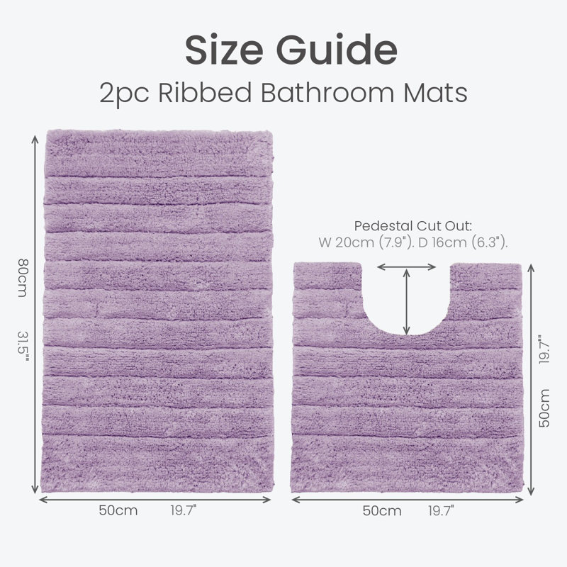 Mullane Ribbed Bathroom Mats Two Piece Set, Heather