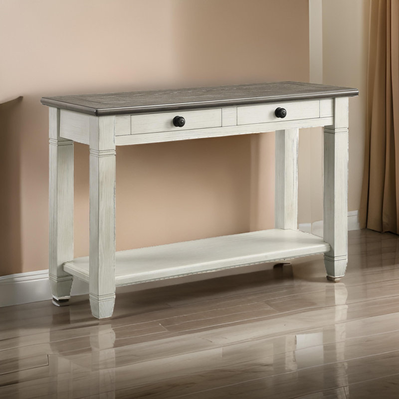 Console Nicoel, H 31 po x l 48 po x P 18 po, Blanc antique