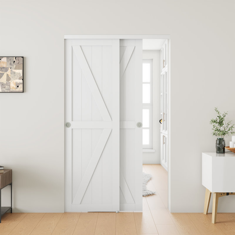 Pure White 48'' x 80'' K-Frame Sliding Barn Door