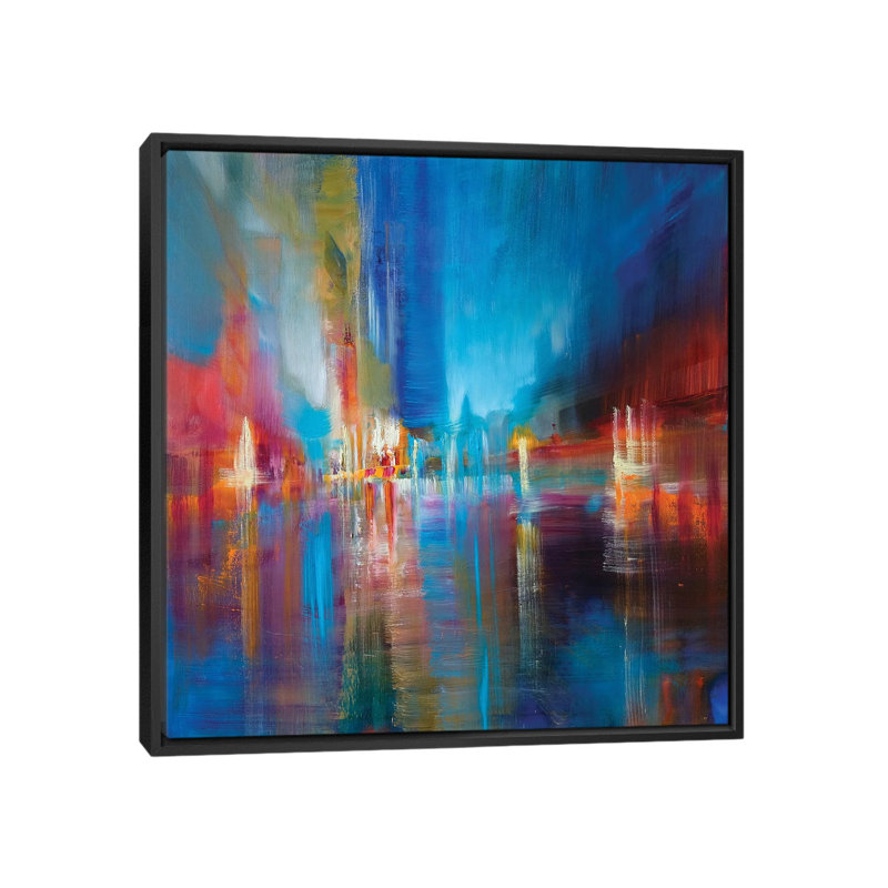 The Lake by Annette Schmucker - Painting on Canvas, 45.72 cm H x 45.72 cm W, Black Framed