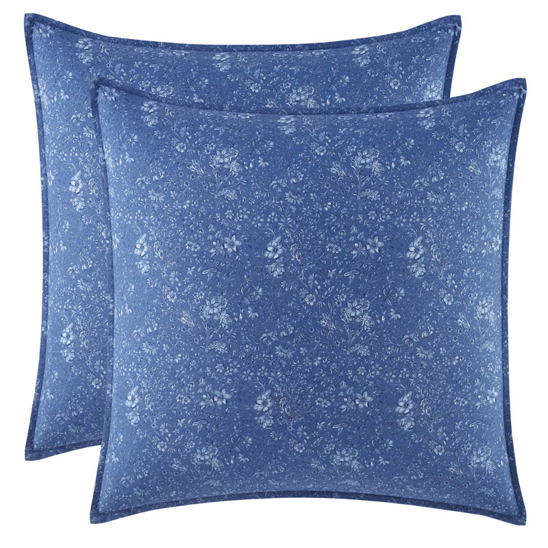 King Blue Cotton Reversible Floral Comforter Set