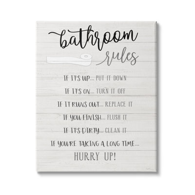 " Bathroom Rules Toilet Paper Sign Country Plank Pattern " by Natalie Carpentieri