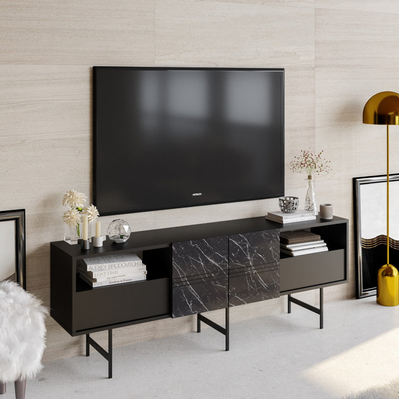 Addington Unfinished TV Stand for TVs up to 78", Black