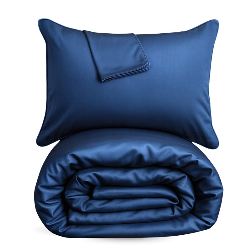 BedVoyage Duvet Cover 3pc Set - 100% Viscose from Bamboo - Cooling & Lightweight, King Duvet Cover + 2 Standard Shams, Indigo