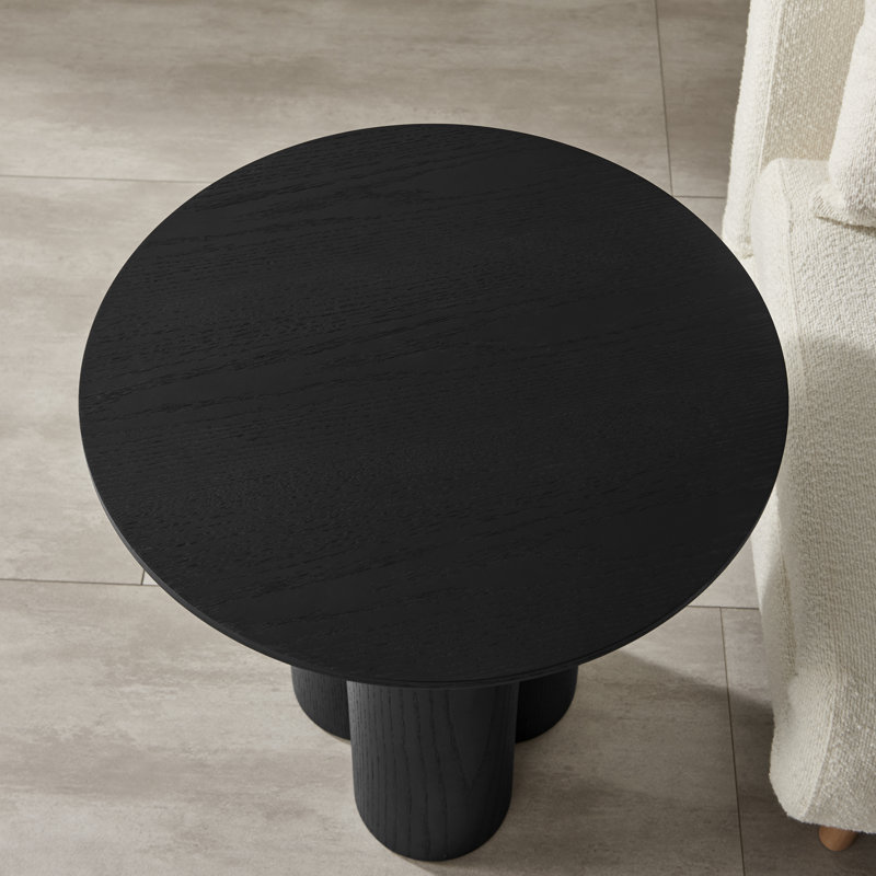 Delshawn Pedestal End Table, Black