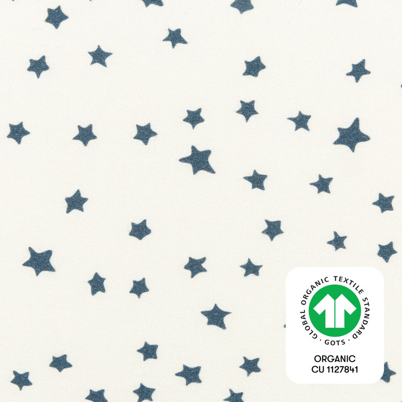 Crib Sheet in GOTS Certified Organic Brushed Cotton, Ivory with Navy Stars