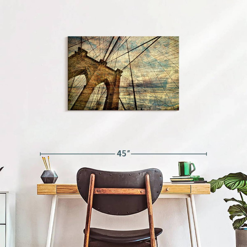Lilie Stained Brooklyn Bridge, 20" H x 30" W