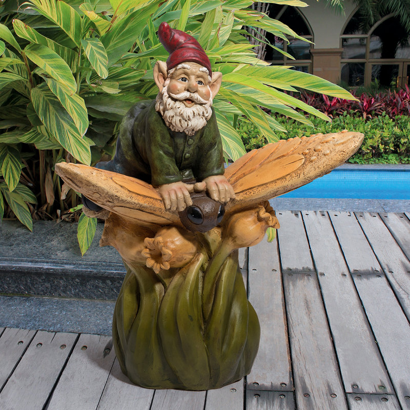On a Butterfly's Back Garden Gnome Statue