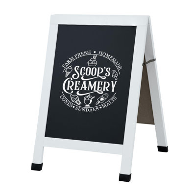 Magnetic A-Frame Chalkboard Sign - Double-Sided Chalk Sandwich Board Sidewalk Sign - 30" X 20" - White