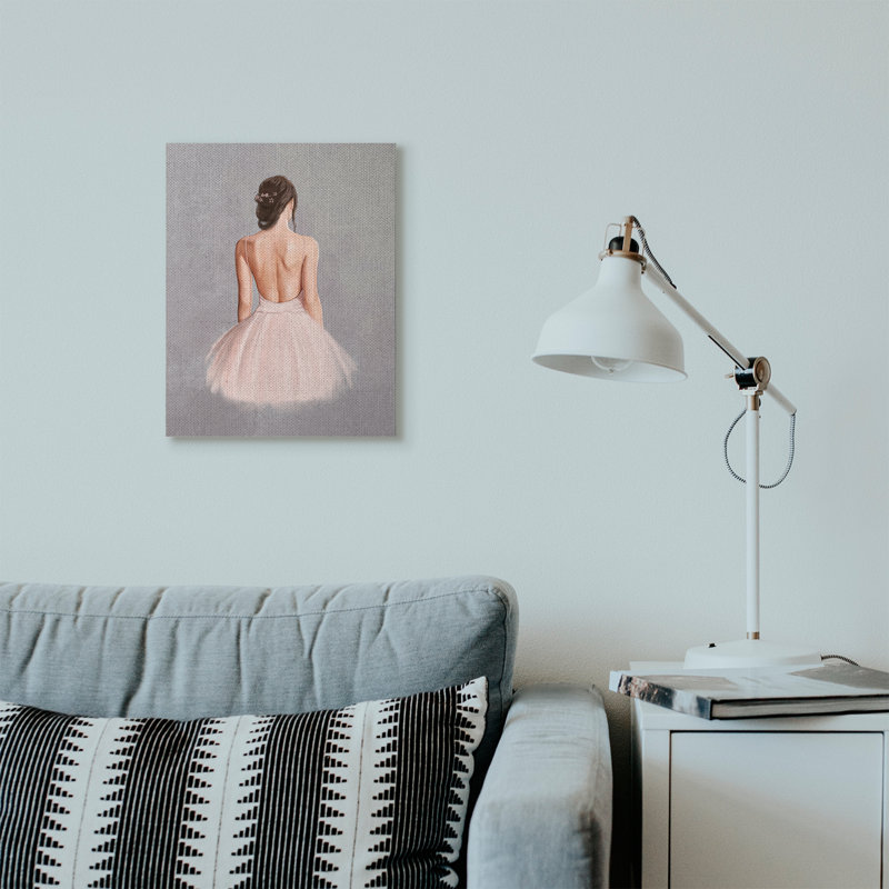 « ballerine fille, peinture gris rose », art textuel, Toile tendue, H 20 po x l 16 po