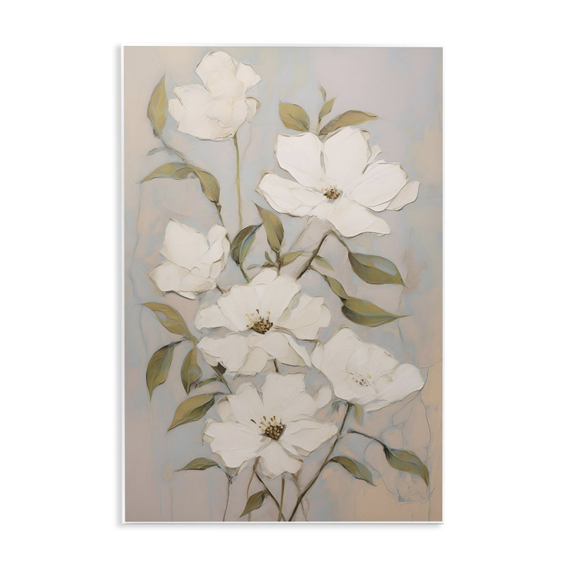 "Pearly White Flowers" par Petals Prints Design, H 15 po x l 10 po